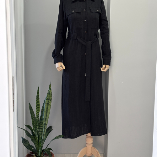 PAMUKLU KETEN GÖMLEK ELBİSE