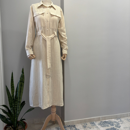 PAMUKLU KETEN GÖMLERK ELBİSE